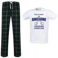60 SECOND MAKEOVER Men's This Is What An Awesome Gardener Looks Like Tartan Pyjama Set in Green | Size: XL