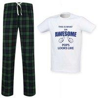 60 SECOND MAKEOVER Men's This Is What An Awesome Pops Looks Like Tartan Pyjama Set in Green | Size: Medium