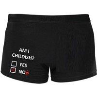 60 SECOND MAKEOVER Men's Mens Black Am I Childish? Boxer Shorts | Size: Small