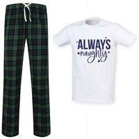 60 SECOND MAKEOVER Men's Always Naughty Tartan Trouser Pyjamas Set in Green | Size: Small
