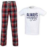 60 SECOND MAKEOVER Men's Always Naughty Tartan Trouser Pyjamas Set | Size: Large