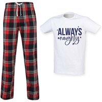 60 SECOND MAKEOVER Men's Always Naughty Tartan Trouser Pyjamas Set in Red | Size: XL
