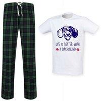 60 SECOND MAKEOVER Men's Life Is Better With A Dachshund Tartan Trouser Pyjamas Set | Size: Large