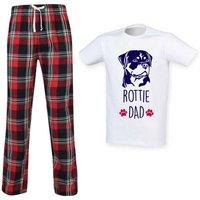 60 SECOND MAKEOVER Men's Rottie Dad Tartan Trouser Pyjamas in Red | Size: Medium