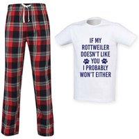 60 SECOND MAKEOVER Men's If My Rottie Doesn't Like You I Probably Won't Either Trouser Pyjamas in Red | Size: Medium