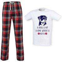 60 SECOND MAKEOVER Men's A House Is Not A Home Without A Rottie Tartan Trouser Pyjamas in Red | Size: Large