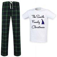 60 SECOND MAKEOVER Men's Personalised Family Tartan Trouser Pyjamas Set in Green | Size: Medium