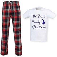 60 SECOND MAKEOVER Men's Personalised Family Tartan Trouser Pyjamas Set in Red | Size: Large