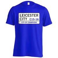 Leicester City FC Men's City Of Champions - Leicester Street T-Shirt in Blue | Size: XL