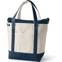 Lands' End Women's Medium Zip Top Canvas Tote Bag in Dark Navy