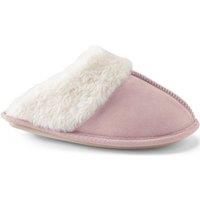 Lands' End Women's Faux Fur Lined Suede Mule Slippers in Dusty Pink | Size: 7