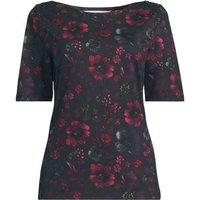 Lands' End Women's Petite Single Knit Supima Boatneck Button Shoulder Tee in True Black | Size: XS