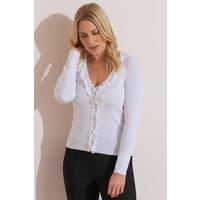 Anna Rose Women's Floral Applique Cardigan in Ivory | Size: Large