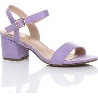 AJVANI Women's Mid Block Heel Ankle Strap Faux Suede Heeled Sandals in Lilac | Size: 5