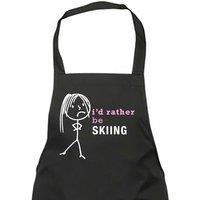 60 SECOND MAKEOVER Women's I'd Rather Be Skiing Apron in Black