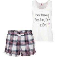 60 SECOND MAKEOVER Women's Best Mummy Ever Ever Ever The End Frill Short Pyjama Set Red Blue or Green Blue in Pink | Size: Small