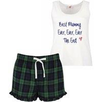 60 SECOND MAKEOVER Women's Best Mummy Ever Ever Ever The End Frill Short Pyjama Set Red Blue or Green Blue | Size: XS