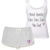 60 SECOND MAKEOVER Women's Best Auntie Ever Ever The End Pyjama Set PJ's Loungewear Lounge Wear Grey & White | Size: XS