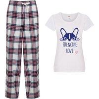 60 SECOND MAKEOVER Women's Frenchie Love Pyjamas Tartan Trouser Bottoms Pyjama Dog Pyjamas in Pink | Size: XS