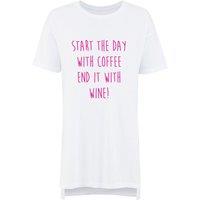 60 SECOND MAKEOVER Women's Start The Day With Coffee End It With Wine Nightie in White | Size: Medium
