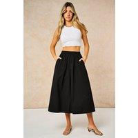 Sarta Women's Cropped Wide Leg Cotton Trousers in Black | Size: Large