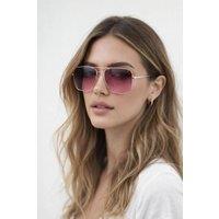 SVNX Women's Aviator Style Square Frame Sunglasses in Gold Pink