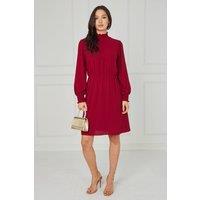 Love Sunshine Women's Red Shirred Neck Long Sleeve Dress | Size: Medium