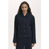 Finery London Women's Kelsie Cotton Canvas Button Front Jacket in Dark Navy | Size: 18