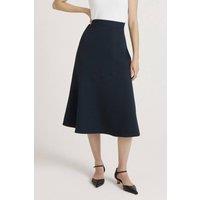 Finery London Women's Gracie Crepe Midi Skirt in Dark Navy | Size: 12