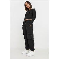 PixieGirl Women's Petite Cargo Joggers in Black | Size: 8