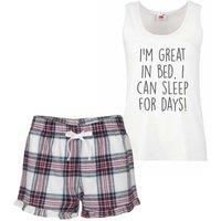 60 SECOND MAKEOVER Women's I'm Great In Bed I Can Sleep For Days Pyjama Set in Pink | Size: Medium