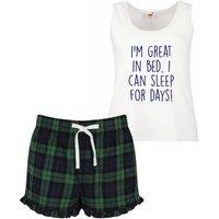 60 SECOND MAKEOVER Women's I'm Great In Bed I Can Sleep For Days Pyjama Set in Green | Size: XL