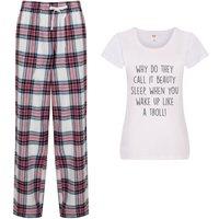 60 SECOND MAKEOVER Women's Why Do They Call It Beauty Sleep When You Wake Up Looking Like A Troll Pyjama Set in Pink | Size: Large
