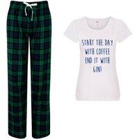 60 SECOND MAKEOVER Women's Start The Day With Coffee End It With Gin Pyjama Set in Green | Size: Large