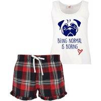60 SECOND MAKEOVER Women's Pug Being Normal Is Boring Pyjama Set in Red | Size: Small