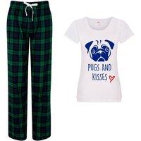 60 SECOND MAKEOVER Women's Pugs & Kisses Pyjama Set in Green | Size: Large