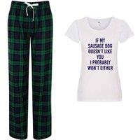 60 SECOND MAKEOVER Women's Sausage Dog Doesn't Like You Pyjama Set in Green | Size: Small