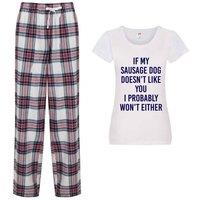60 SECOND MAKEOVER Women's Sausage Dog Doesn't Like You Pyjama Set in Pink | Size: Large