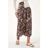 Roman Women's Paisley Swirl Print Midi Skirt in Chocolate | Size: 10
