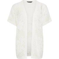 Yours Women's Pointelle Floral Cardigan in Ivory | Size: 26-28