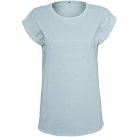 Build Your Brand Women's Extended Shoulder T-Shirt in Baby Blue | Size: XS
