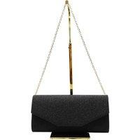 Vellin Women's Glitter Envelope Clutch Bag with Gold /Silver Chain Strap in Black