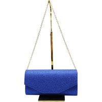 Vellin Women's Glitter Envelope Clutch Bag with Gold /Silver Chain Strap in Royal