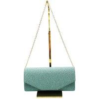 Vellin Women's Glitter Envelope Clutch Bag with Gold /Silver Chain Strap in Turquoise