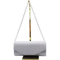 Vellin Women's Glitter Envelope Clutch Bag with Gold /Silver Chain Strap in Silver