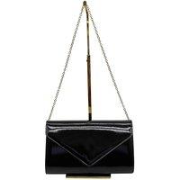 Vellin Women's Patent Envelope Clutch Bag with Gold /Sliver Chain Strap in Black