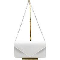 Vellin Women's Patent Envelope Clutch Bag with Gold /Sliver Chain Strap in White