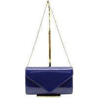 Vellin Women's Patent Envelope Clutch Bag with Gold /Sliver Chain Strap in Navy