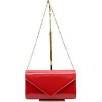 Vellin Women's Patent Envelope Clutch Bag with Gold /Sliver Chain Strap in Red
