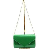 Vellin Women's Patent Envelope Clutch Bag with Gold /Sliver Chain Strap in Green